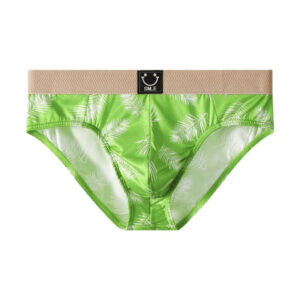 Men’s Feather Print U-Convex Briefs – Stylish Mid-Rise Comfort Underwear