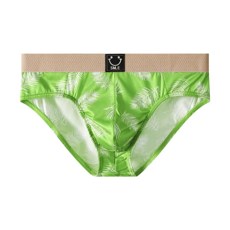 Menβs Feather Print U-Convex Briefs β Stylish Mid-Rise Comfort Underwear