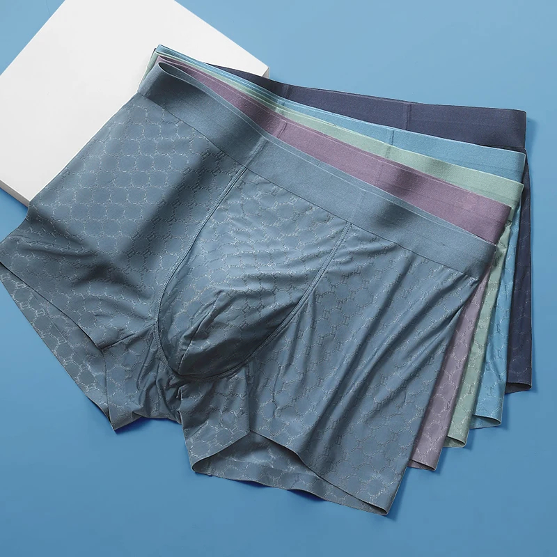 Men's Ice Silk Seamless Boxer Briefs