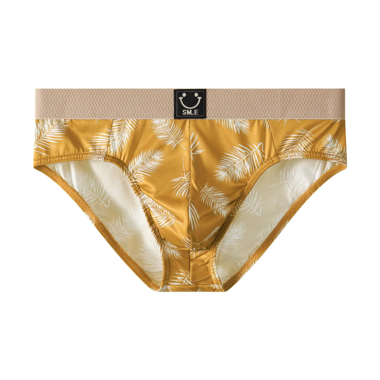 Menβs Feather Print U-Convex Briefs β Stylish Mid-Rise Comfort Underwear